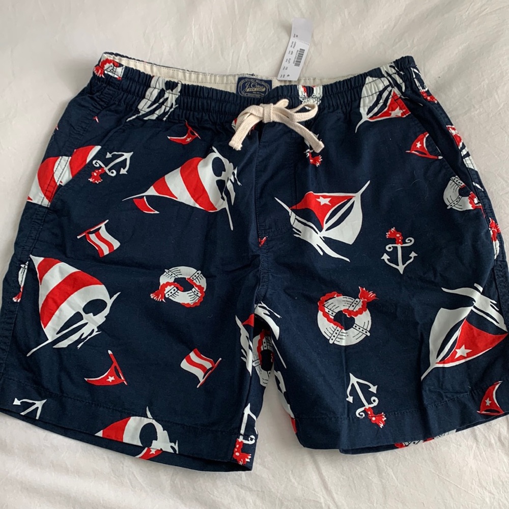 J.Crew nautical mens elastic waist shorts NWT